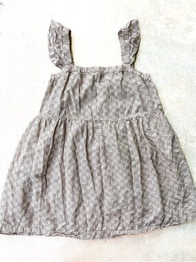 Madewell XL Cotton Linen Tiered Mini Dress Cream Brown Stripe Cottagecore